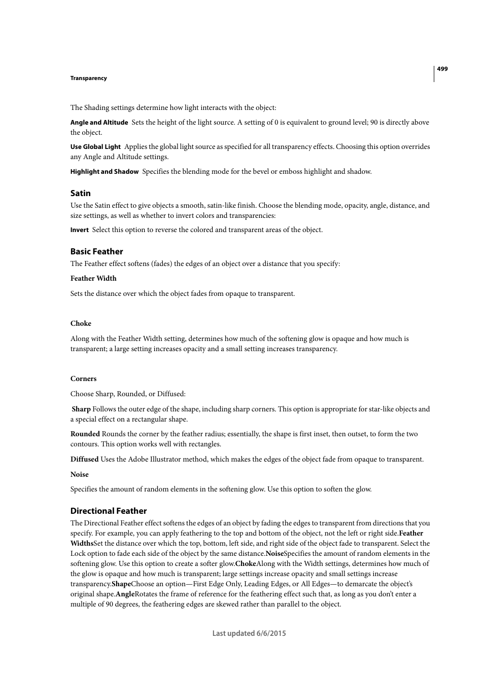 Satin, Basic feather, Directional feather | Adobe InDesign CC 2015 User Manual | Page 504 / 643