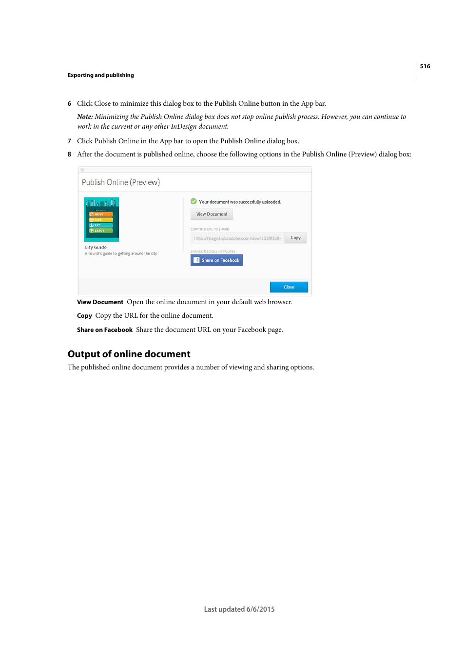 Output of online document | Adobe InDesign CC 2015 User Manual | Page 521 / 643