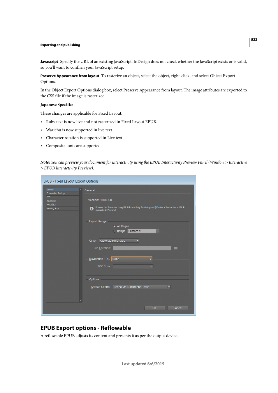 Epub export options - reflowable | Adobe InDesign CC 2015 User Manual | Page 527 / 643