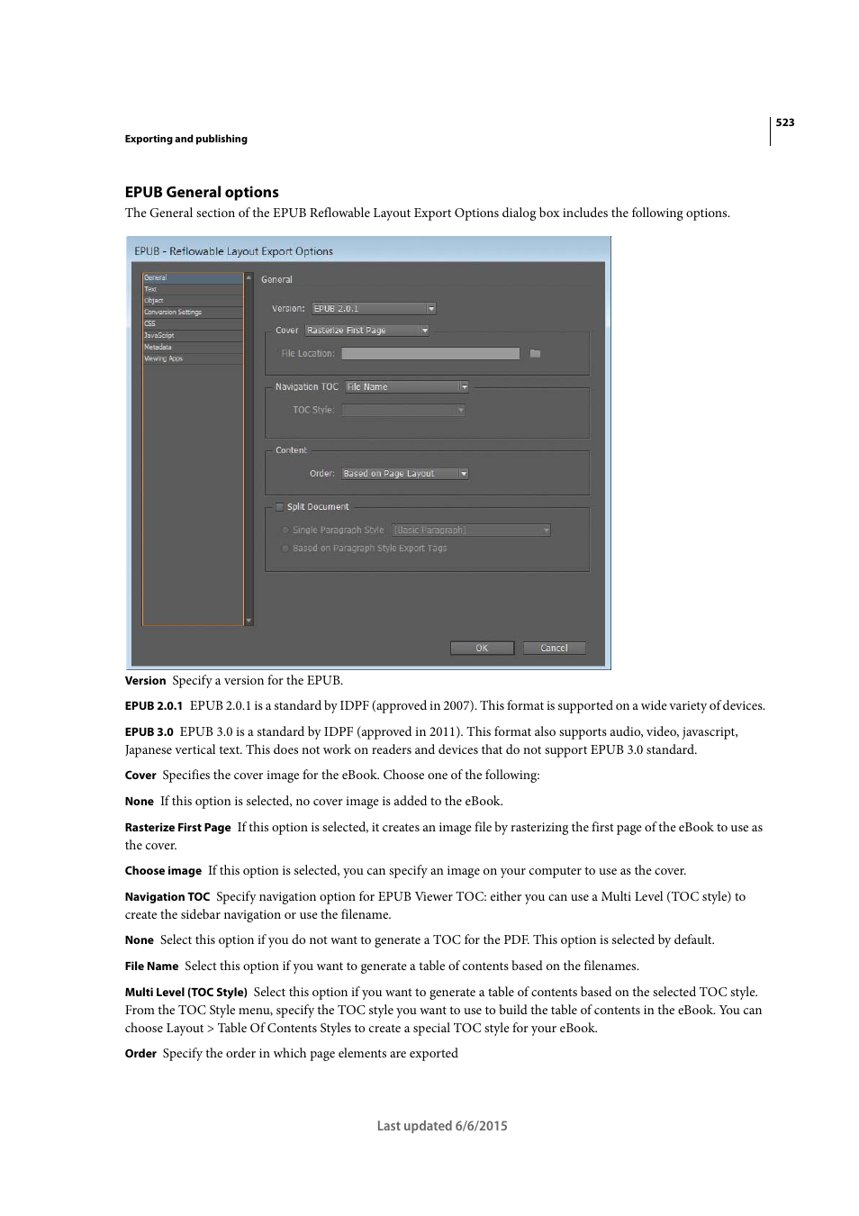 Epub general options | Adobe InDesign CC 2015 User Manual | Page 528 / 643