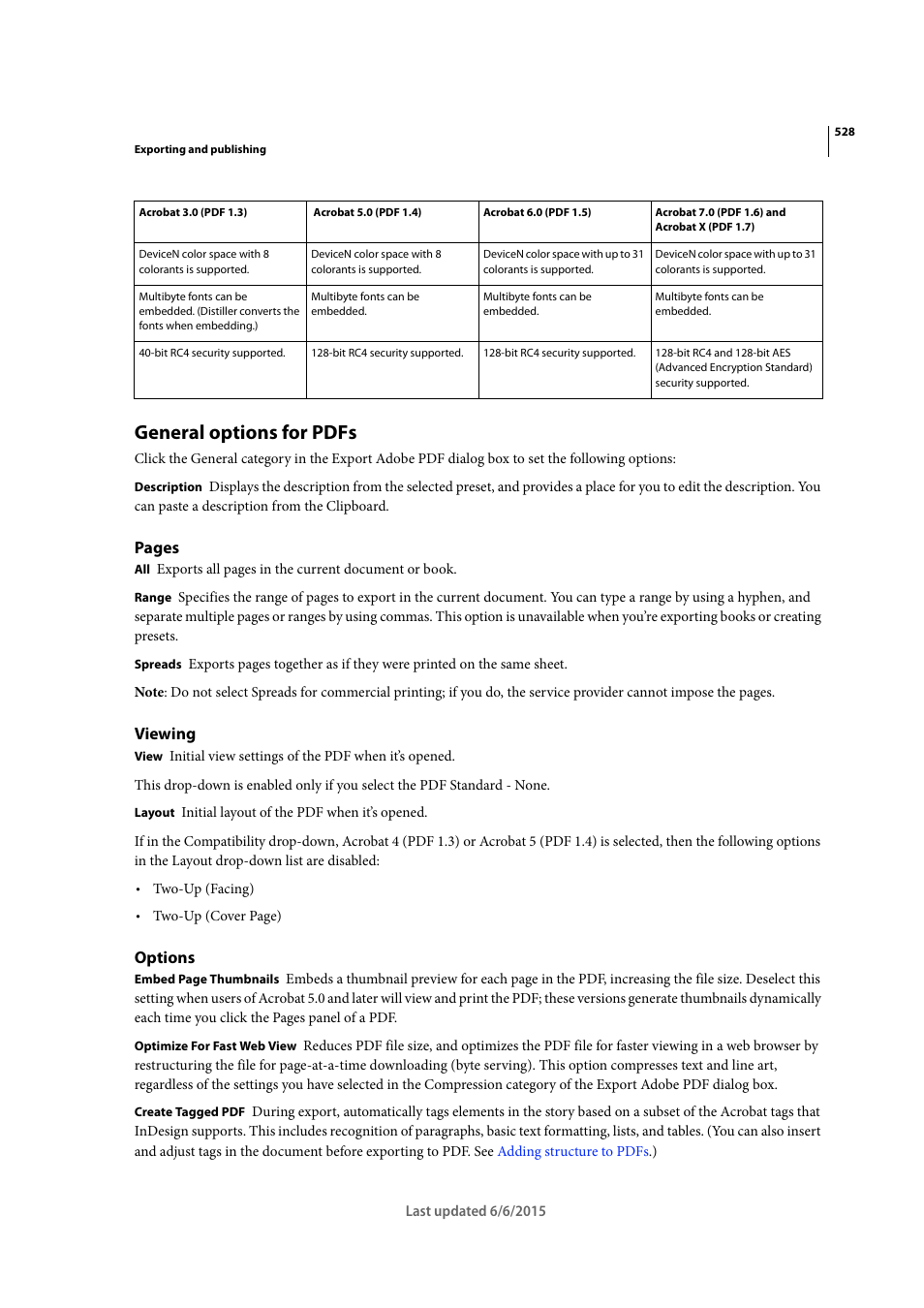 General options for pdfs, Viewing, Options | Adobe InDesign CC 2015 User Manual | Page 533 / 643