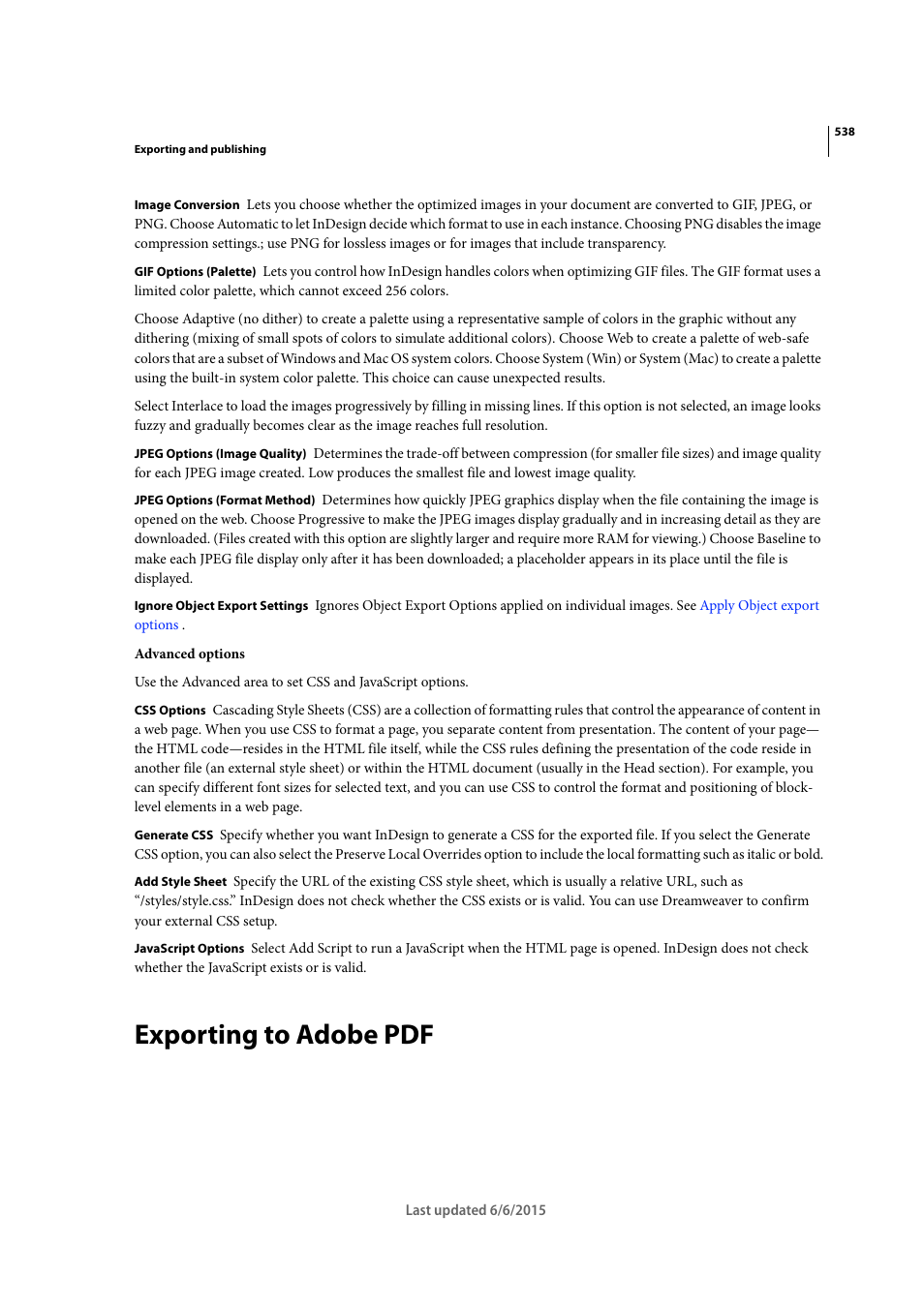 Exporting to adobe pdf | Adobe InDesign CC 2015 User Manual | Page 543 / 643