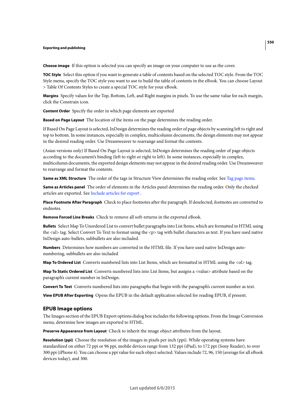 Epub image options | Adobe InDesign CC 2015 User Manual | Page 555 / 643