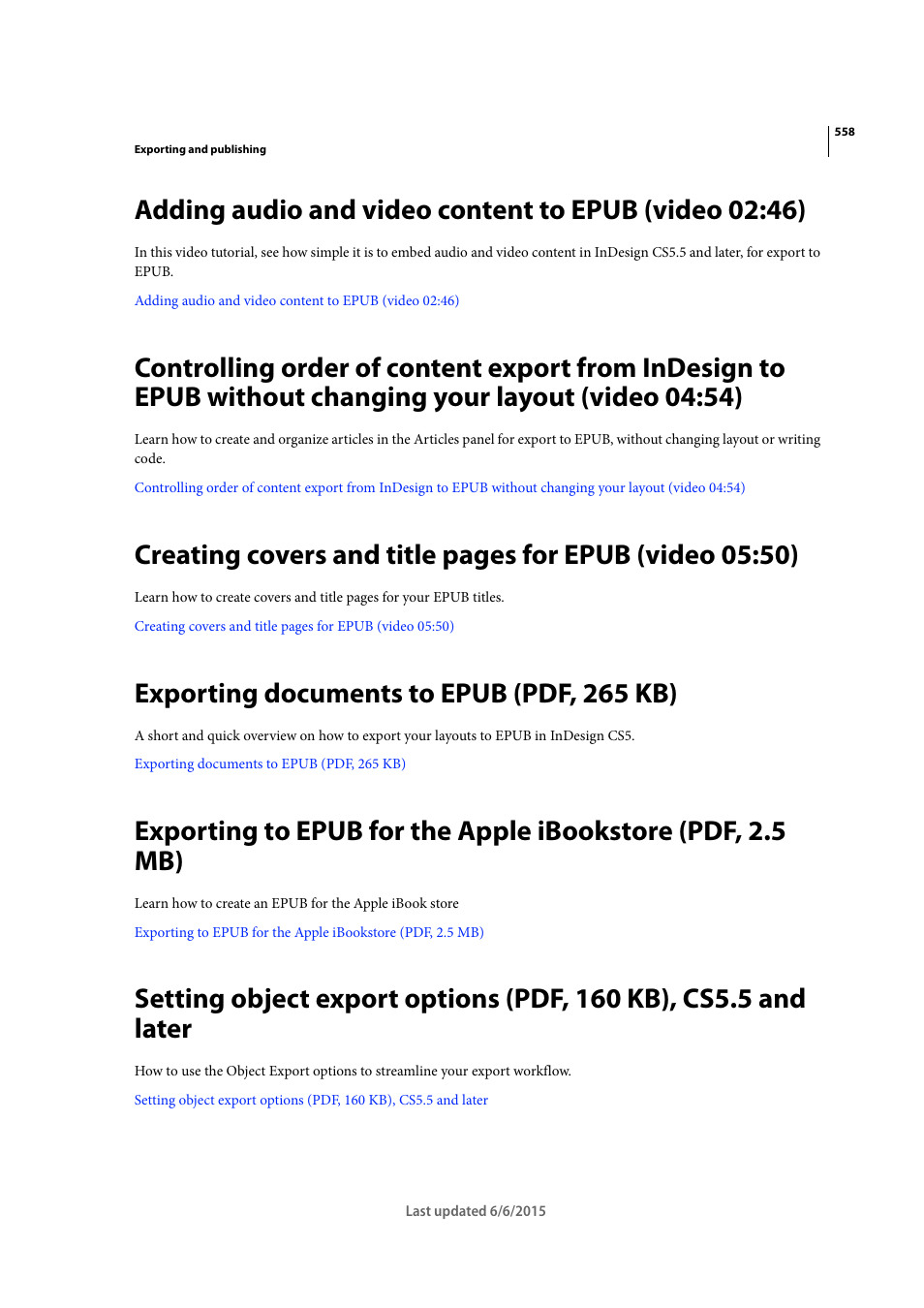 Exporting documents to epub (pdf, 265 kb) | Adobe InDesign CC 2015 User Manual | Page 563 / 643