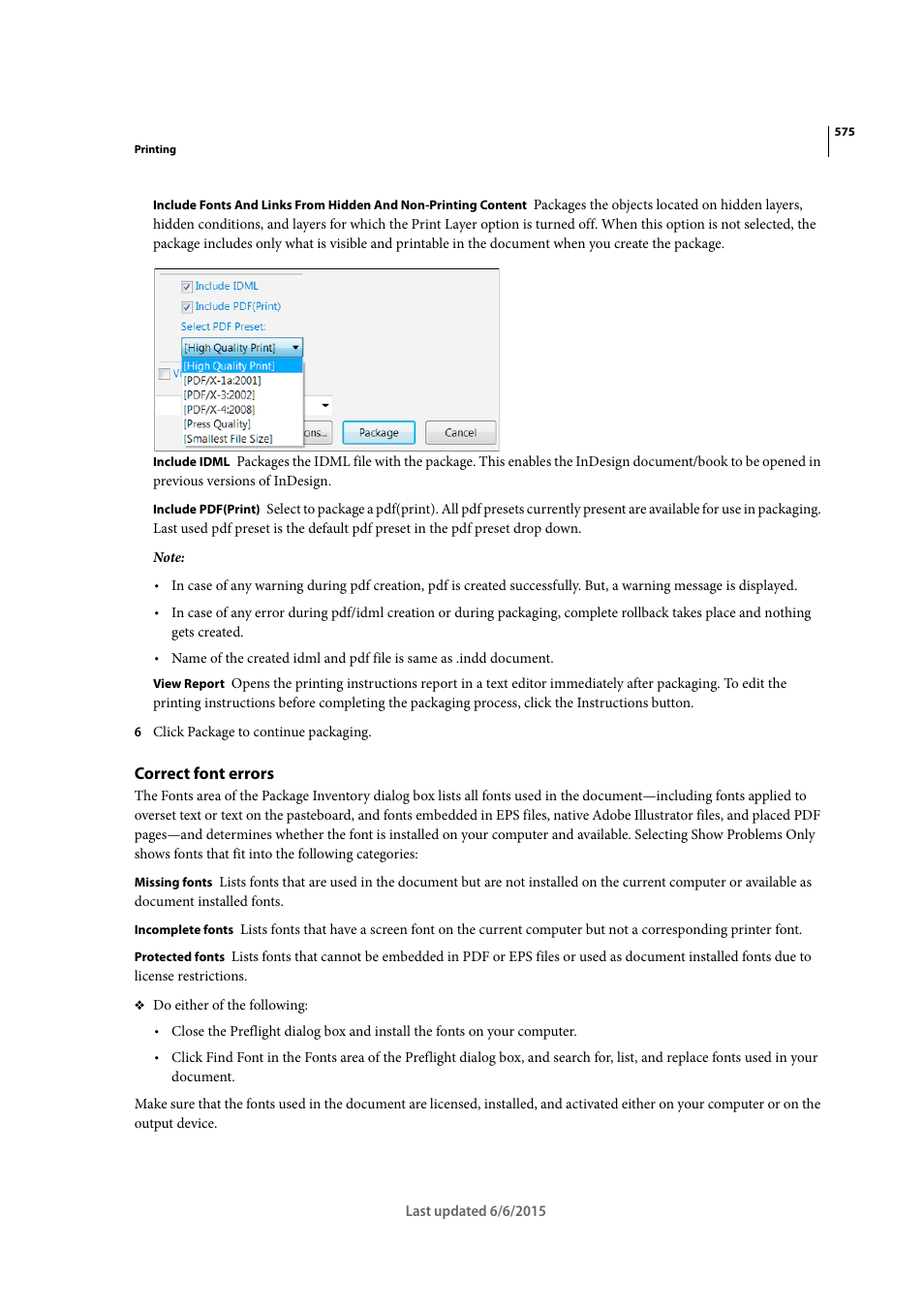 Correct font errors | Adobe InDesign CC 2015 User Manual | Page 580 / 643