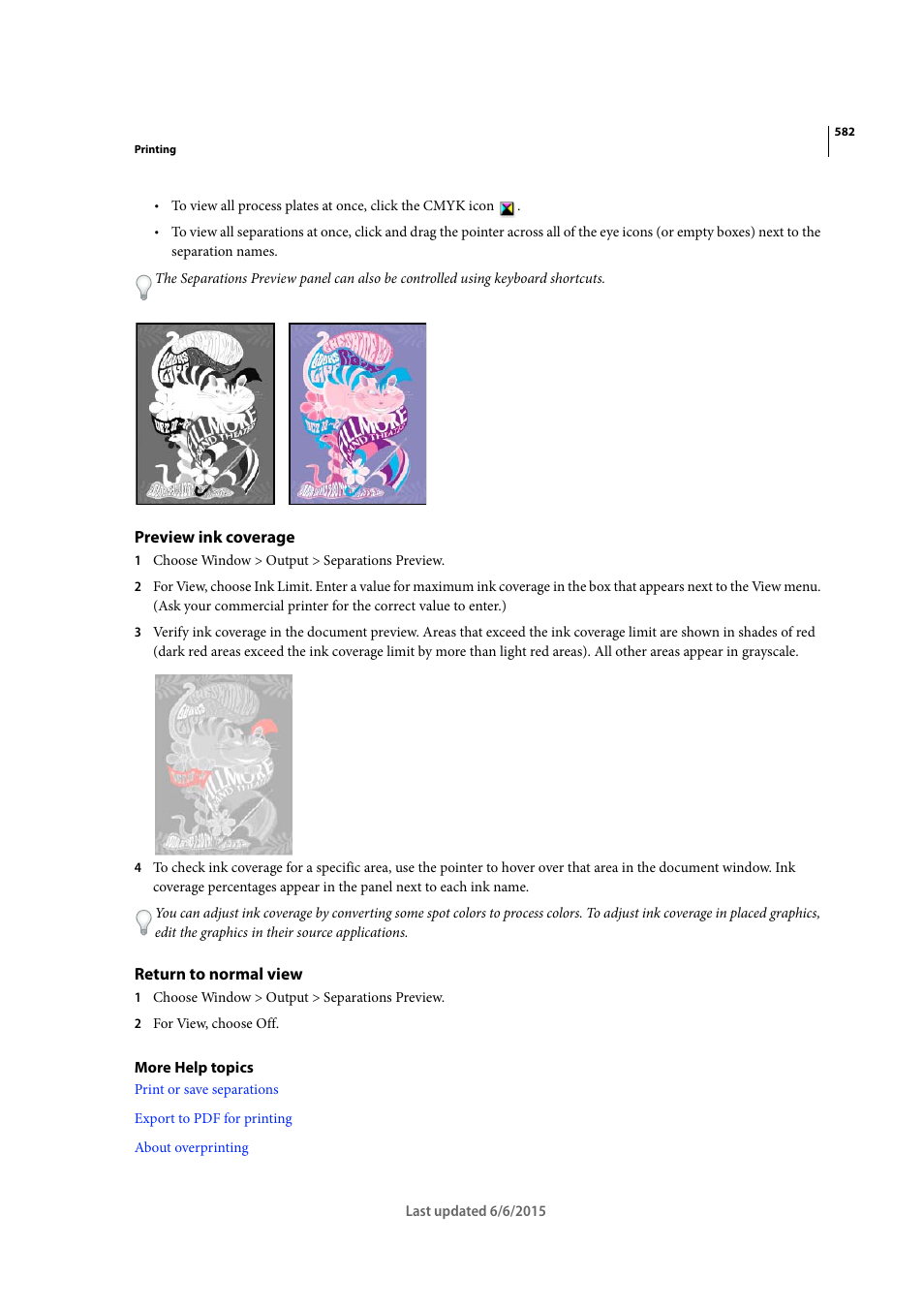 Preview ink coverage, Return to normal view | Adobe InDesign CC 2015 User Manual | Page 587 / 643