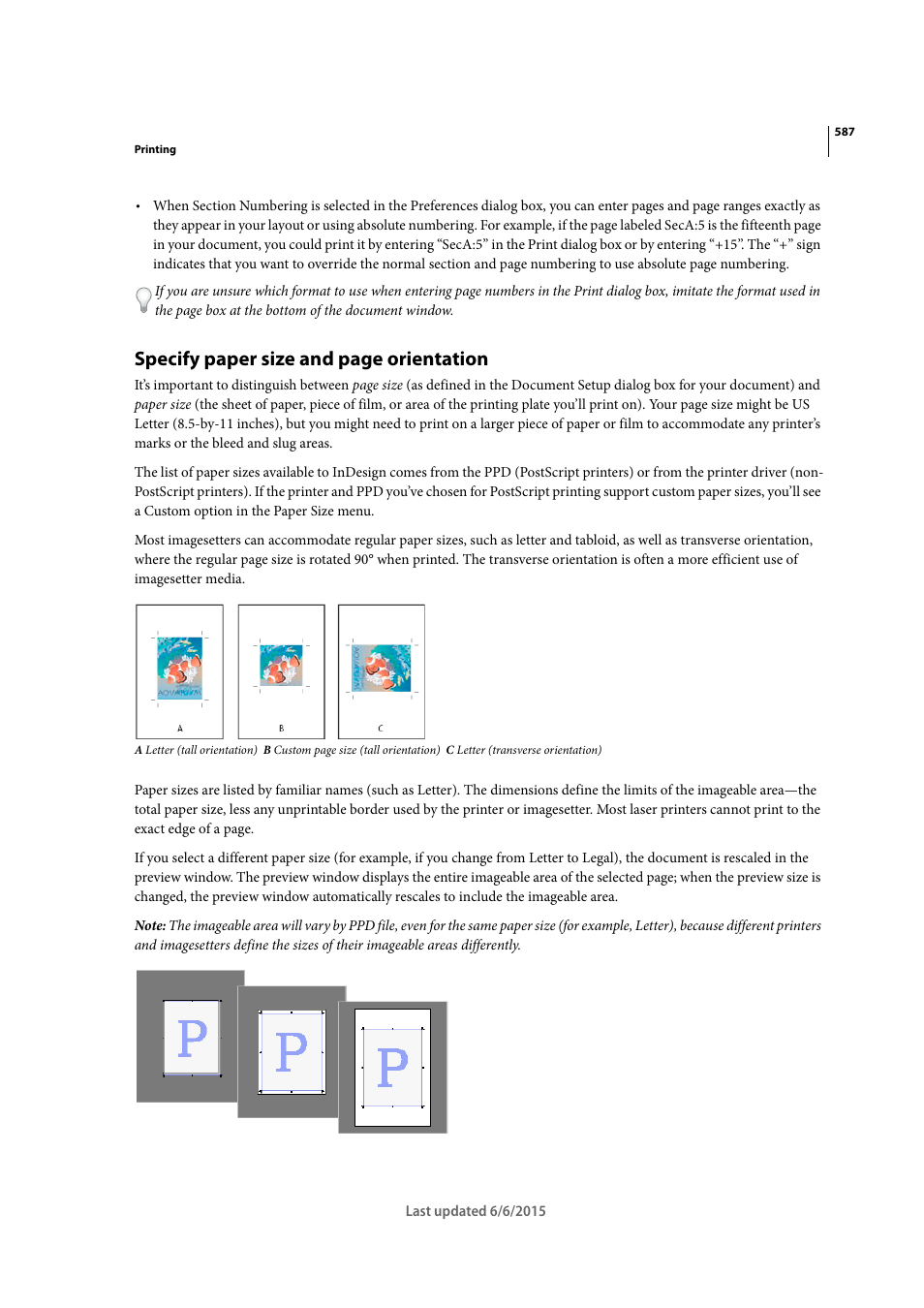 Specify paper size and page orientation | Adobe InDesign CC 2015 User Manual | Page 592 / 643
