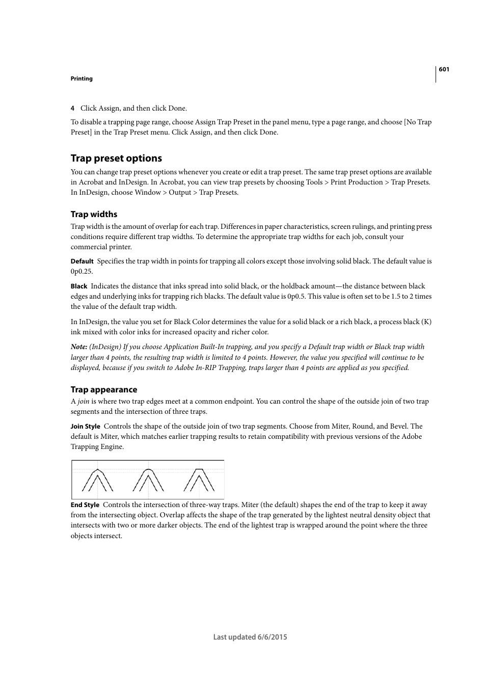 Trap preset options, Trap widths, Trap appearance | Adobe InDesign CC 2015 User Manual | Page 606 / 643