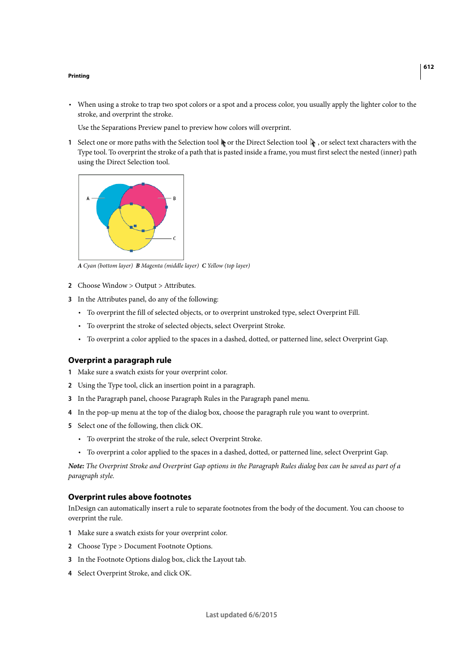 Overprint a paragraph rule, Overprint rules above footnotes | Adobe InDesign CC 2015 User Manual | Page 617 / 643