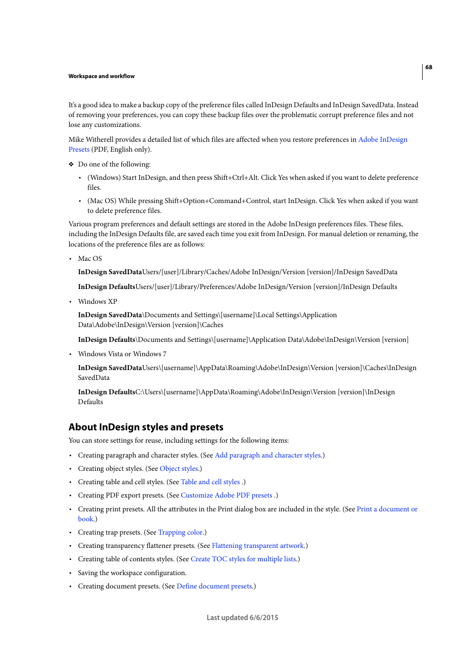 About indesign styles and presets | Adobe InDesign CC 2015 User Manual | Page 73 / 643