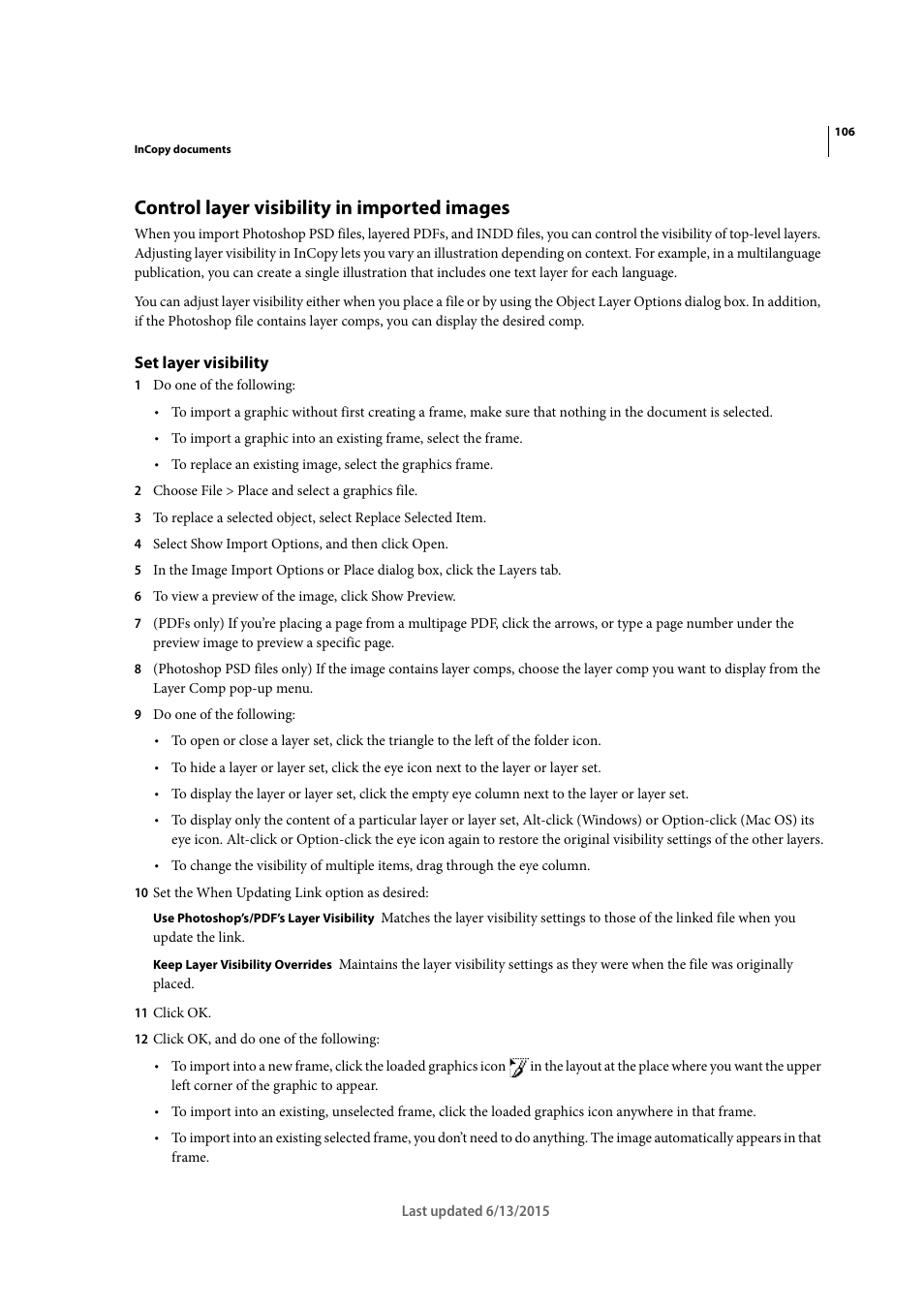 Control layer visibility in imported images, Set layer visibility | Adobe InCopy CC 2015 User Manual | Page 109 / 393