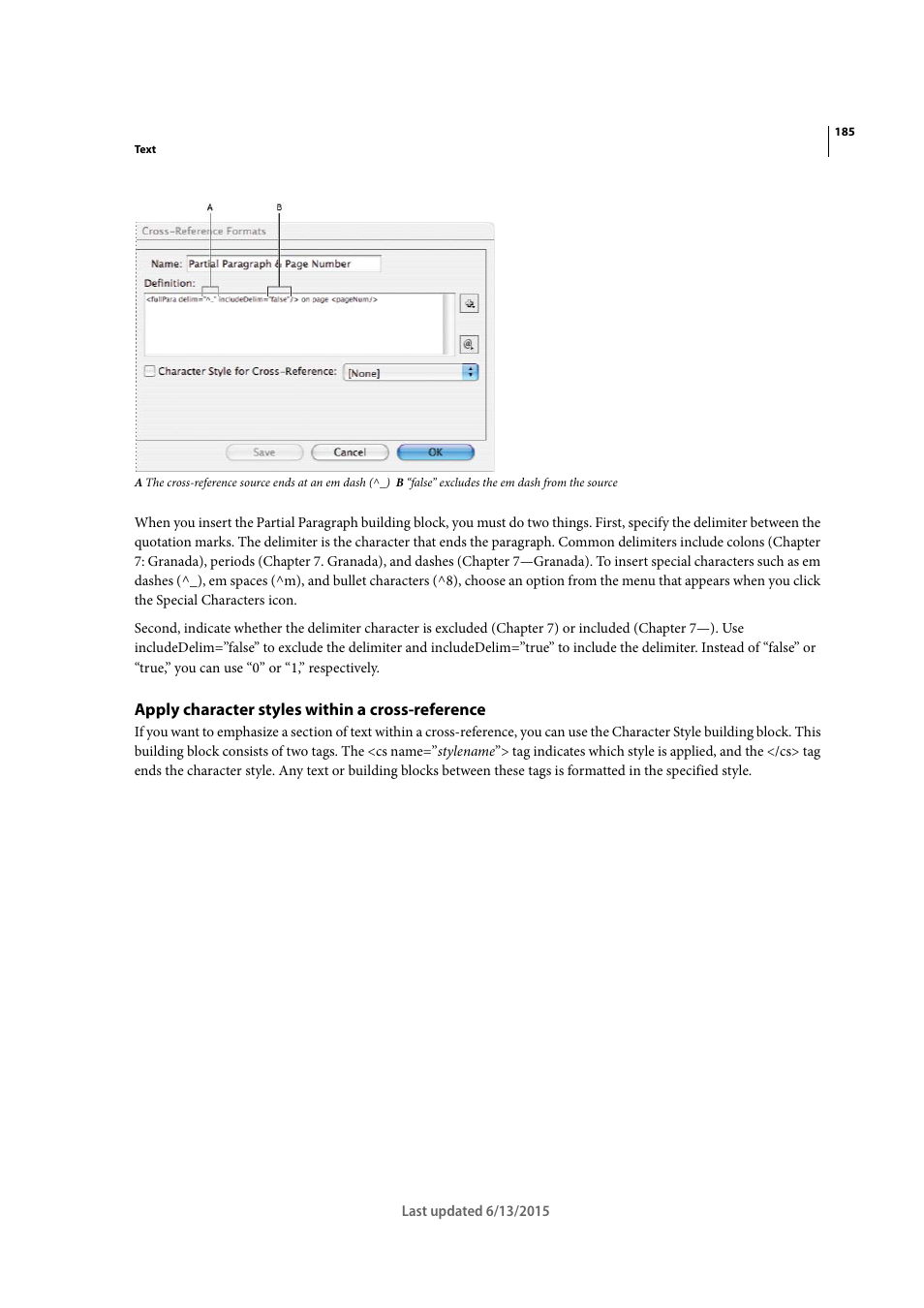 Apply character styles within a cross-reference, Apply character styles within a cross, Reference | Adobe InCopy CC 2015 User Manual | Page 188 / 393