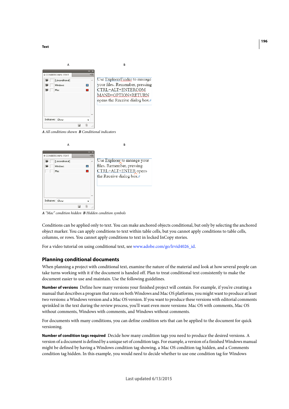 Planning conditional documents | Adobe InCopy CC 2015 User Manual | Page 199 / 393