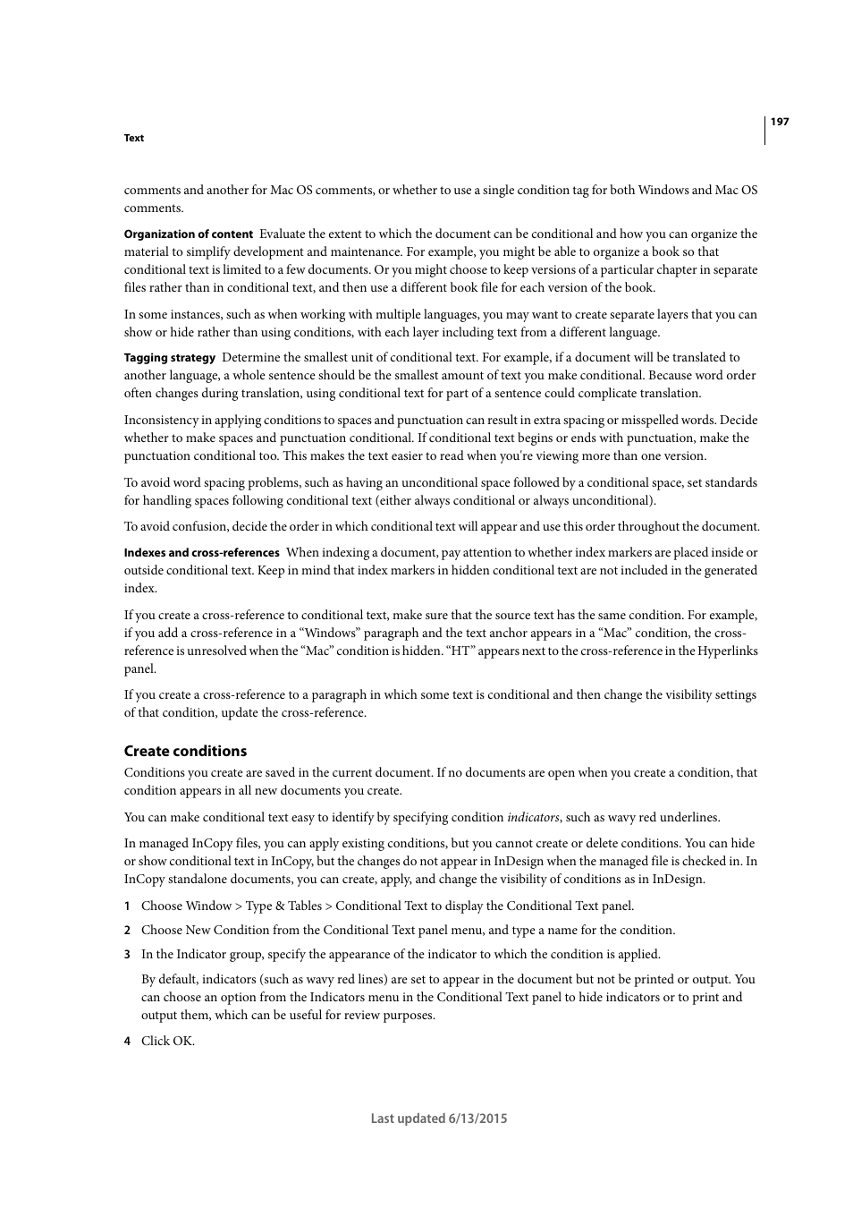 Create conditions | Adobe InCopy CC 2015 User Manual | Page 200 / 393