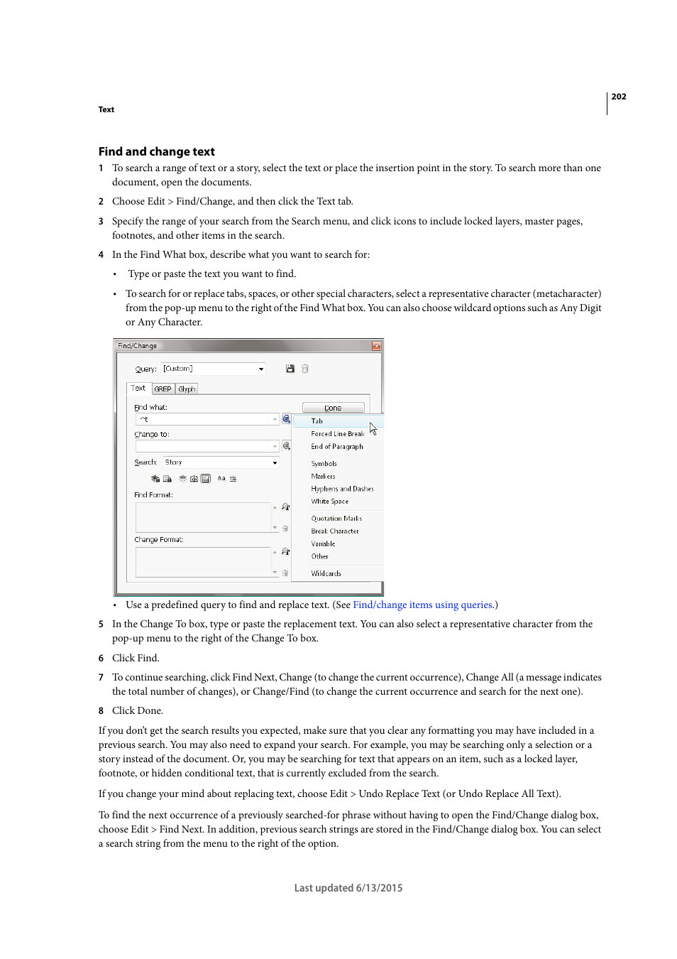 Find and change text | Adobe InCopy CC 2015 User Manual | Page 205 / 393