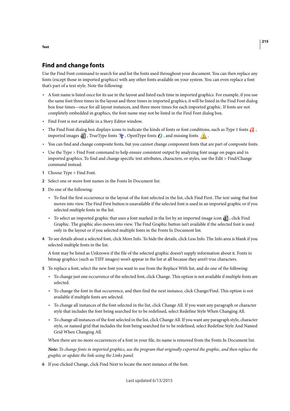 Find and change fonts | Adobe InCopy CC 2015 User Manual | Page 218 / 393
