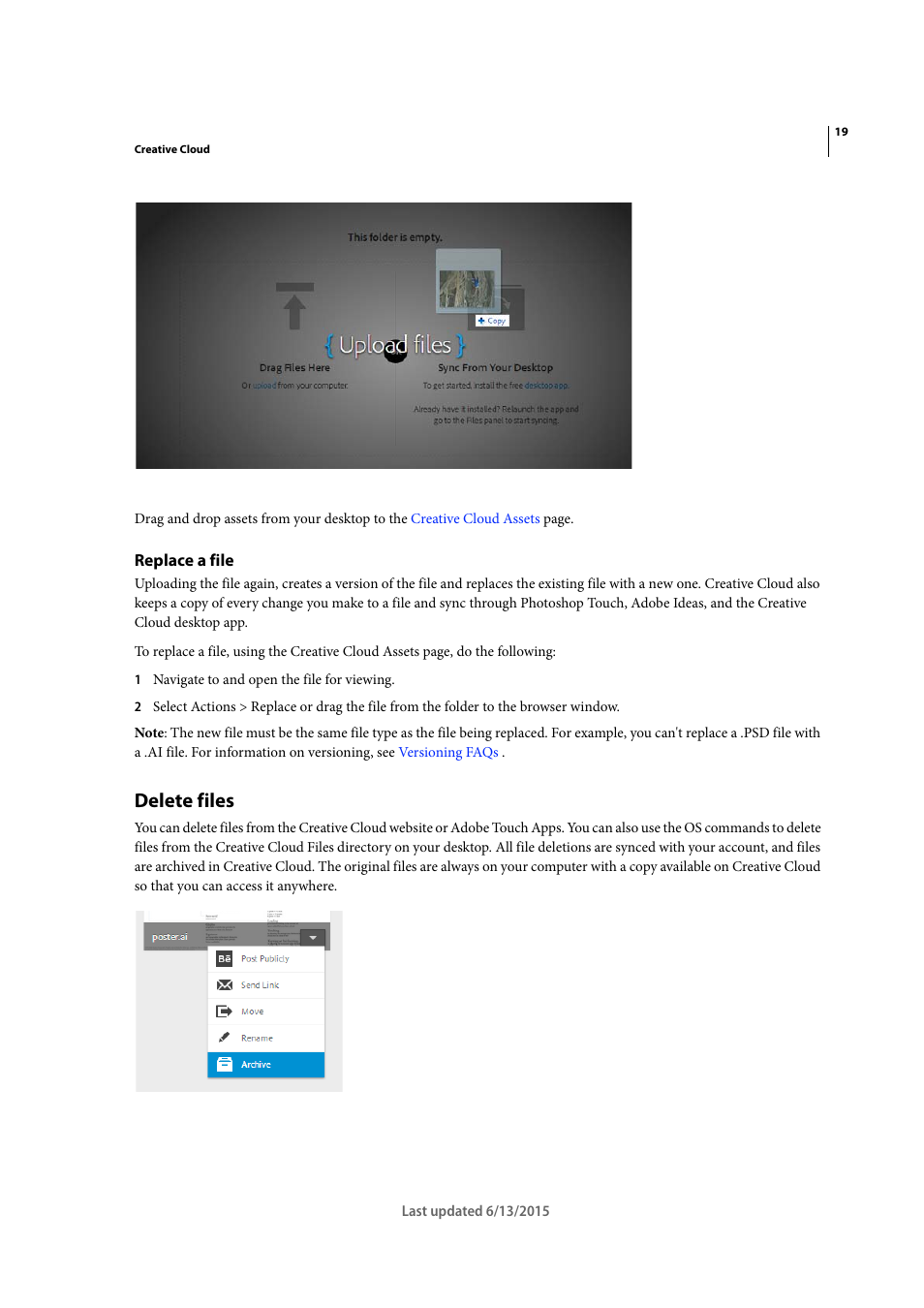 Replace a file, Delete files | Adobe InCopy CC 2015 User Manual | Page 22 / 393