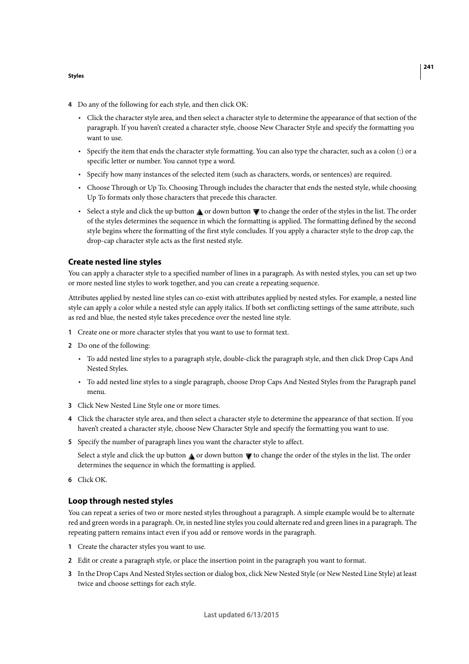 Create nested line styles, Loop through nested styles | Adobe InCopy CC 2015 User Manual | Page 244 / 393