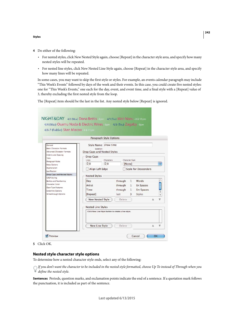 Nested style character style options | Adobe InCopy CC 2015 User Manual | Page 245 / 393