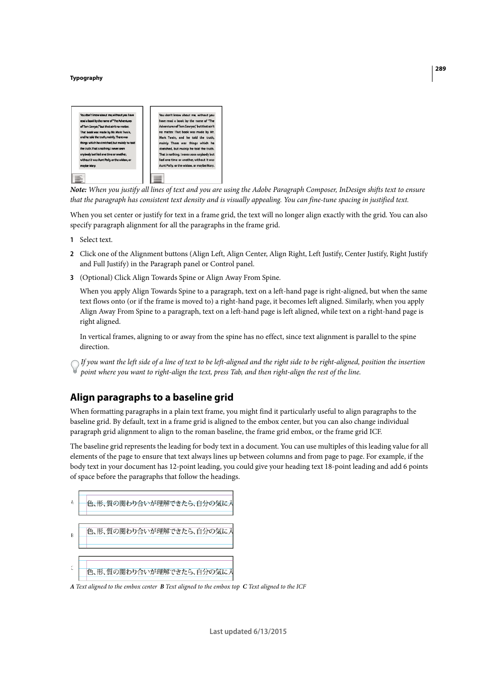 Align paragraphs to a baseline grid | Adobe InCopy CC 2015 User Manual | Page 292 / 393