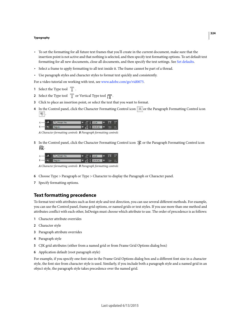 Text formatting precedence | Adobe InCopy CC 2015 User Manual | Page 326 / 393