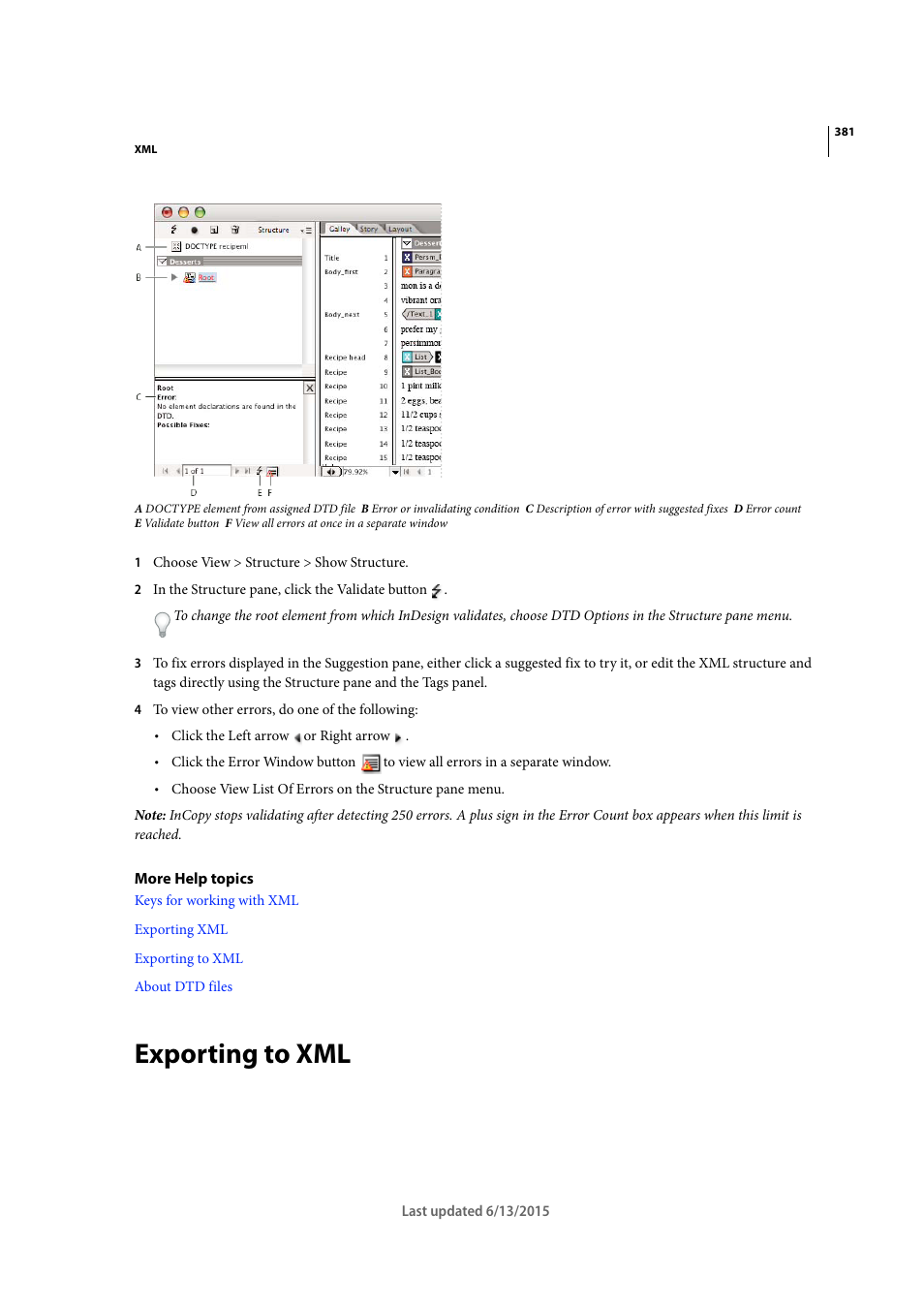 Exporting to xml | Adobe InCopy CC 2015 User Manual | Page 383 / 393