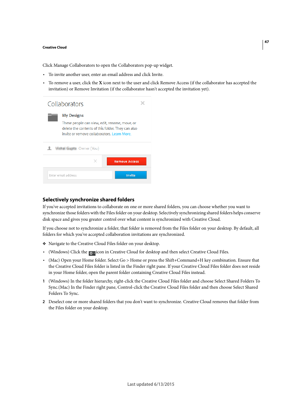 Selectively synchronize shared folders | Adobe InCopy CC 2015 User Manual | Page 50 / 393