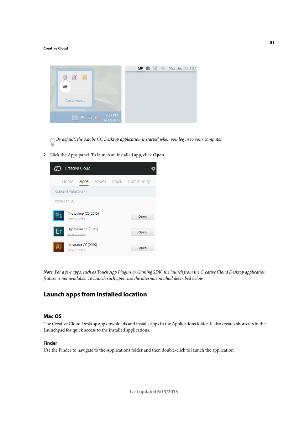 Launch apps from installed location, Mac os | Adobe InCopy CC 2015 User Manual | Page 54 / 393