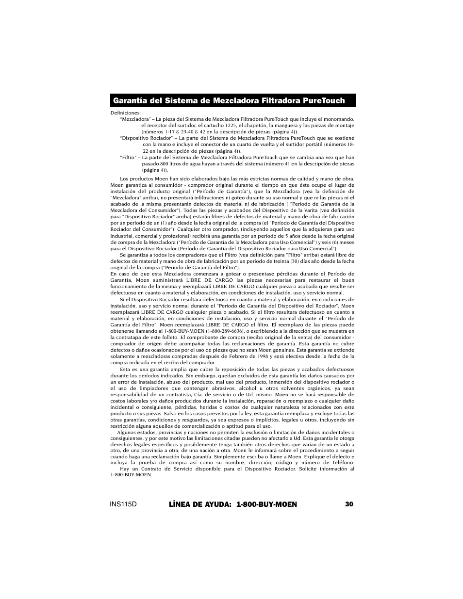 Línea de ayuda: 1-800-buy-moen | Culligan 7850S User Manual | Page 31 / 48