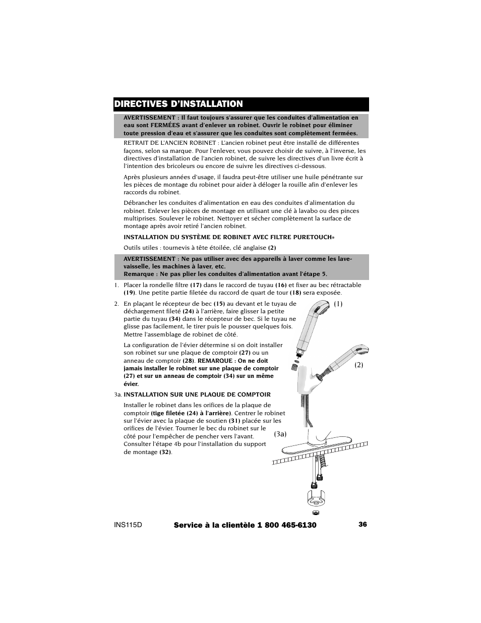 Directives d’installation | Culligan 7850S User Manual | Page 37 / 48