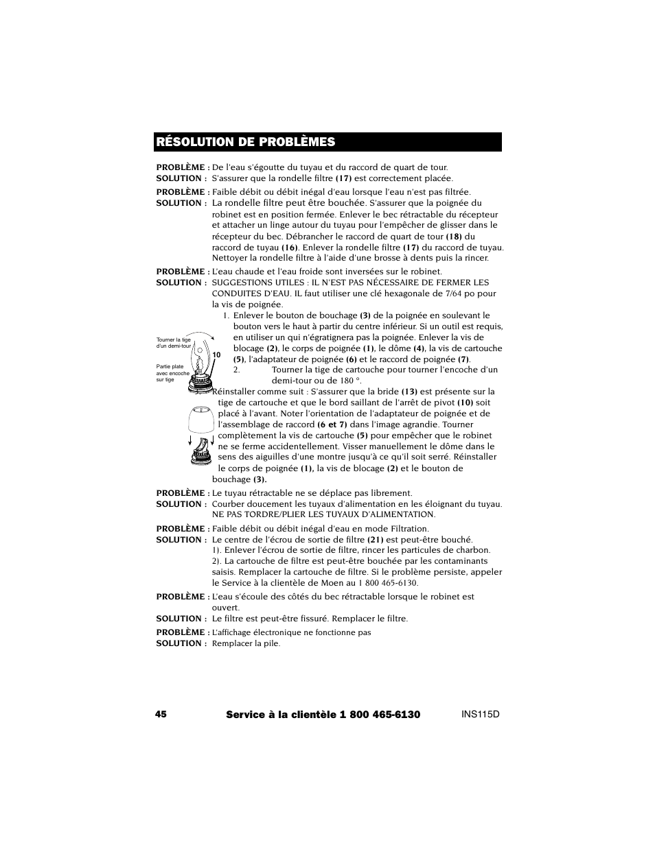 Résolution de problèmes | Culligan 7850S User Manual | Page 46 / 48