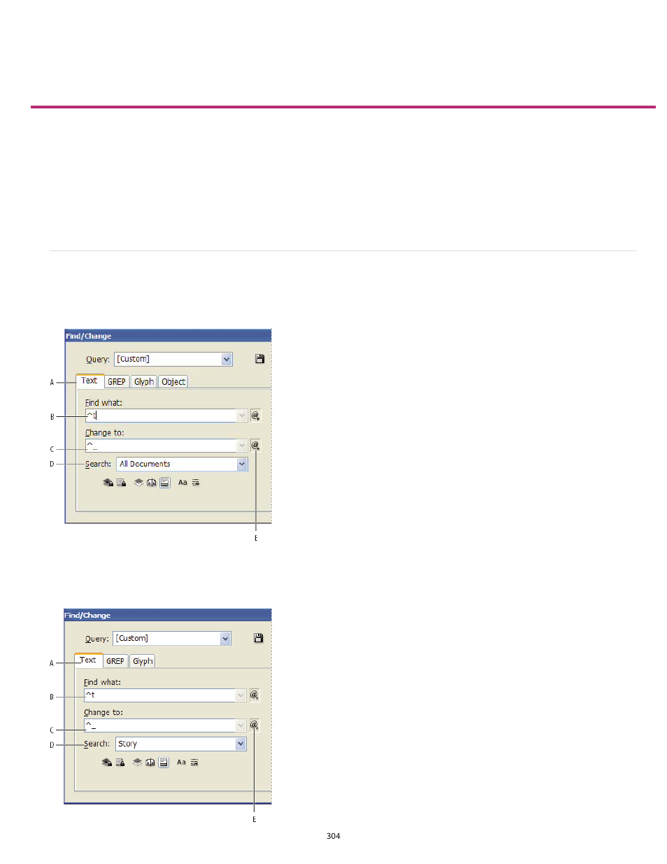 Find/change | Adobe InDesign User Manual | Page 309 / 829