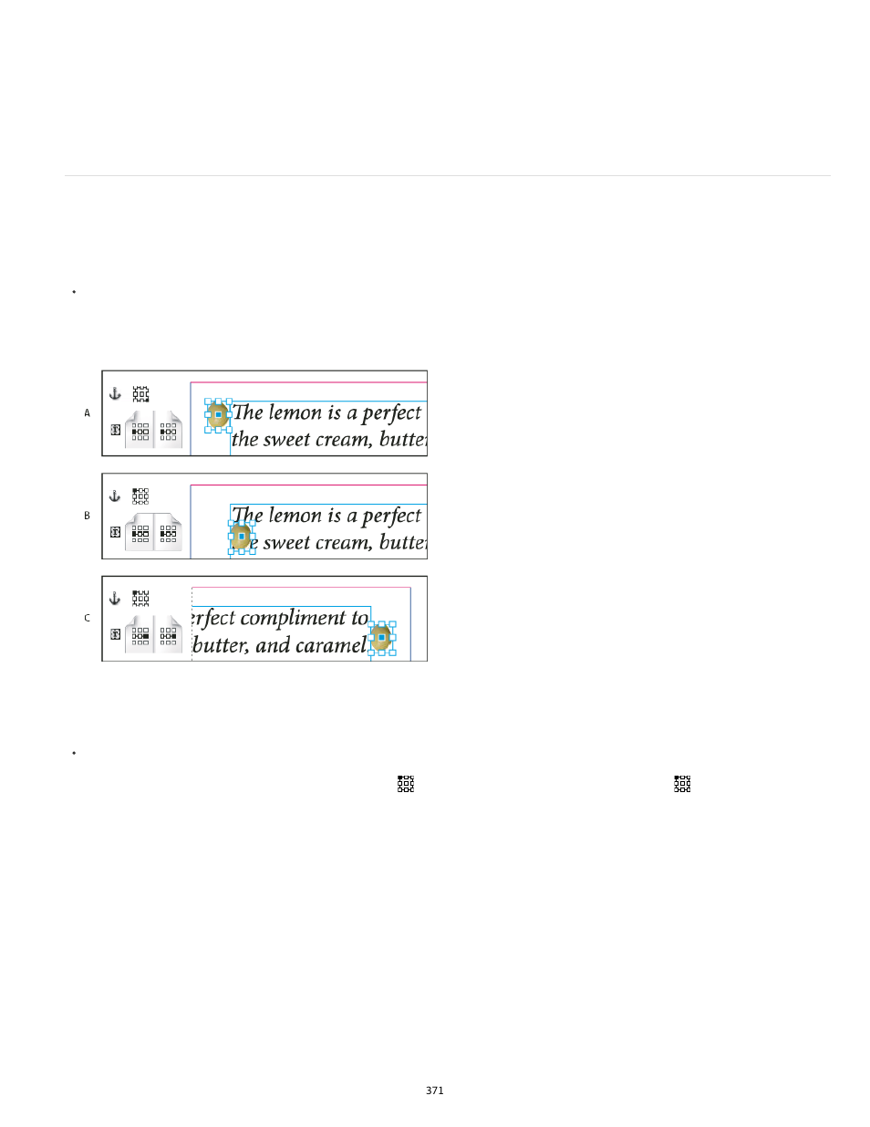 Position a custom-positioned anchored object, Positioned anchored object | Adobe InDesign User Manual | Page 376 / 829