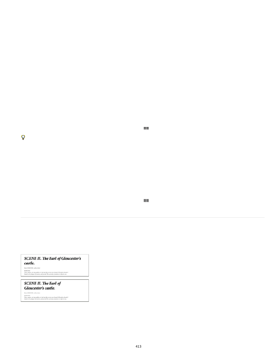 Align paragraphs to a baseline grid, Create balanced headline text | Adobe InDesign User Manual | Page 418 / 829