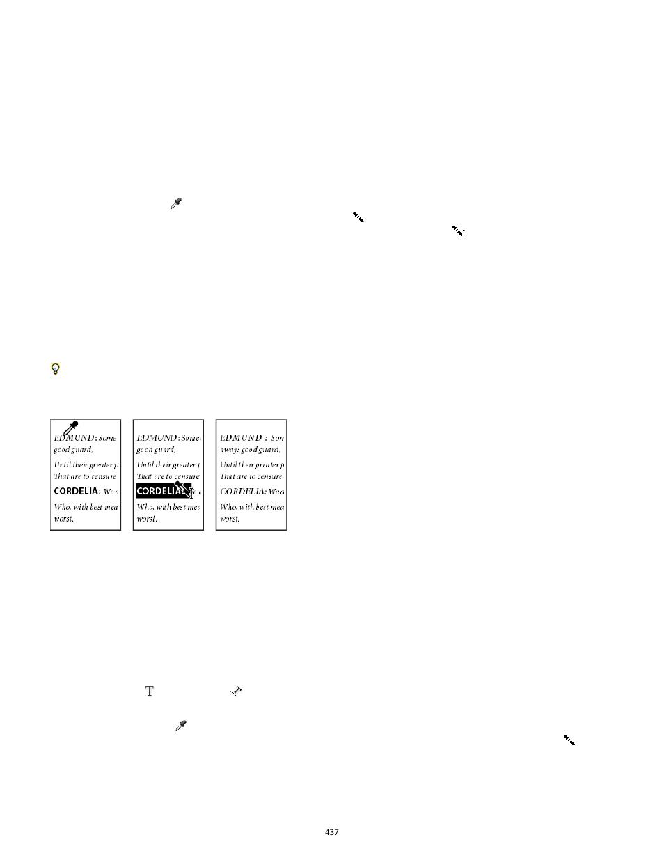 Copy type attributes (eyedropper) | Adobe InDesign User Manual | Page 442 / 829