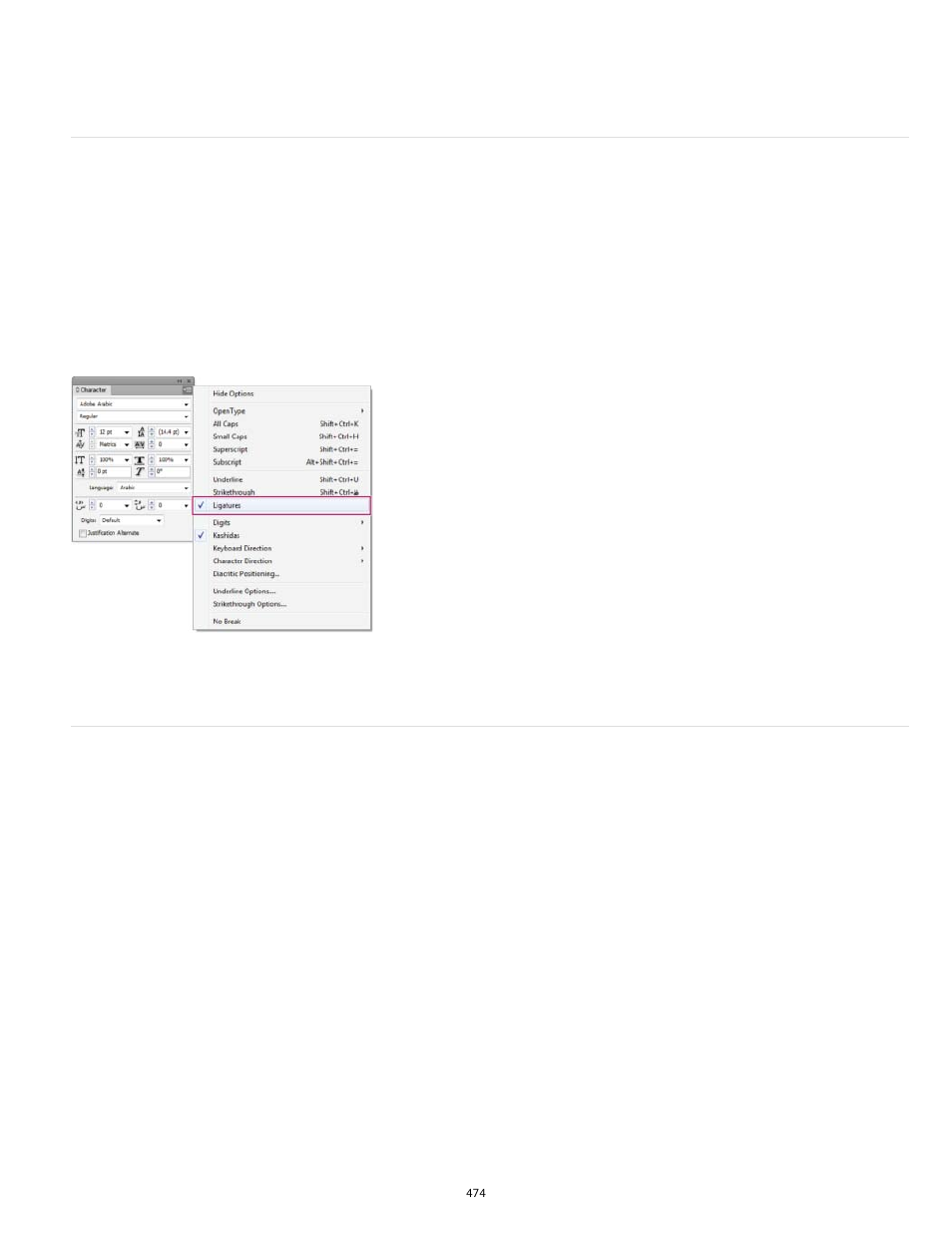 Ligatures diacritical marks, Ligatures, Diacritical marks | Adobe InDesign User Manual | Page 479 / 829
