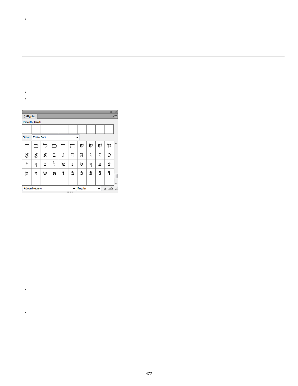 Glyphs, Justification alternates, Special middle east characters insertion | Adobe InDesign User Manual | Page 482 / 829