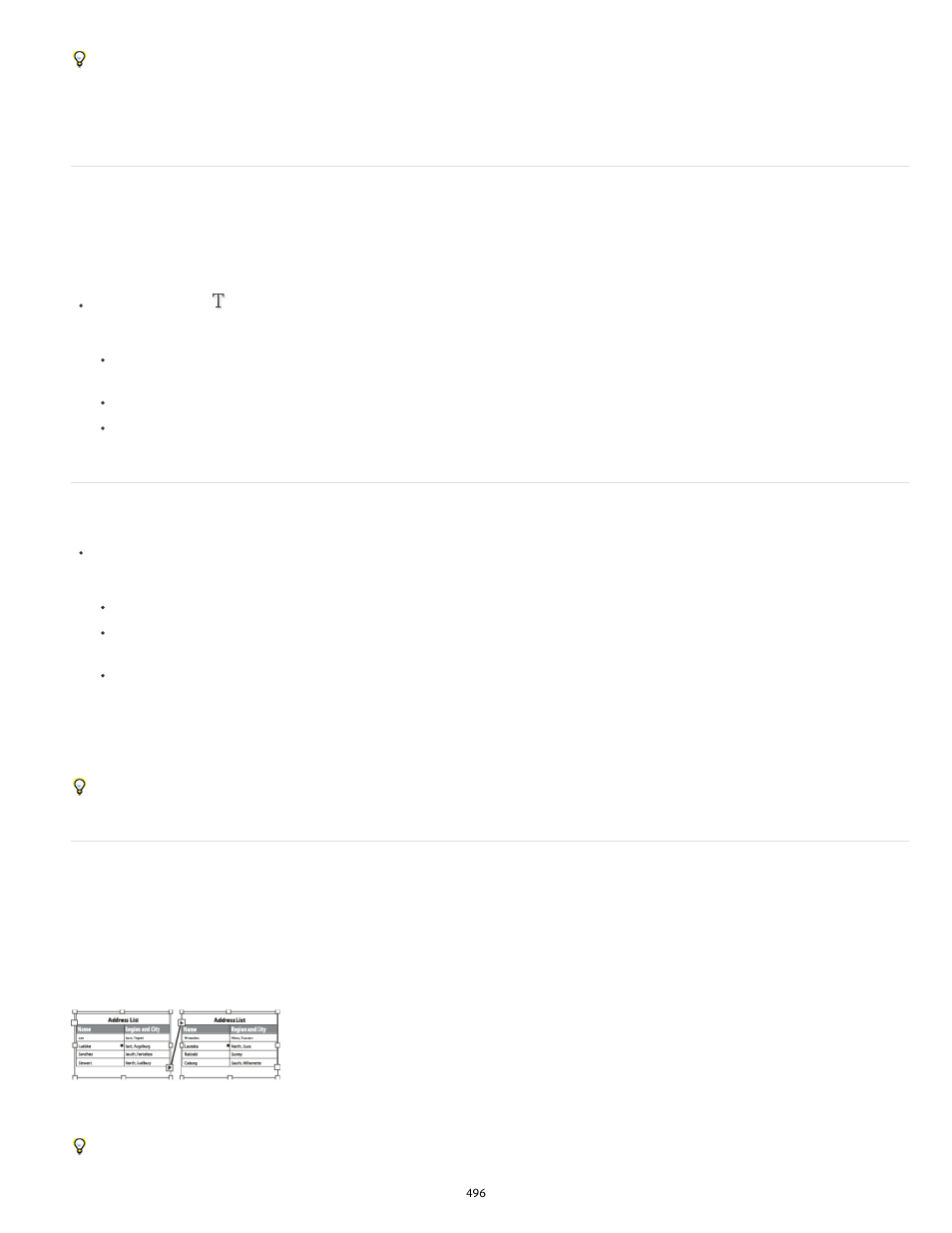 Add text to a table, Add graphics to a table, Add table headers and footers | Adobe InDesign User Manual | Page 501 / 829