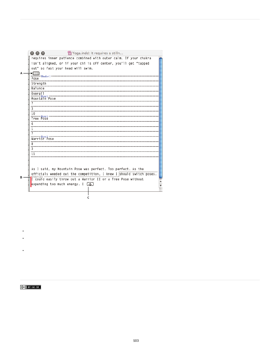 Working with tables in story editor | Adobe InDesign User Manual | Page 508 / 829