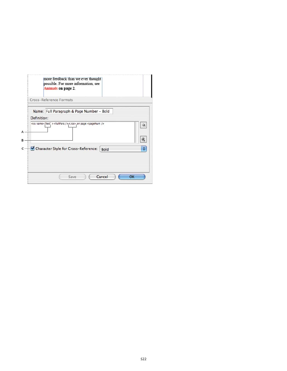 Apply character styles within a, Cross-reference | Adobe InDesign User Manual | Page 527 / 829