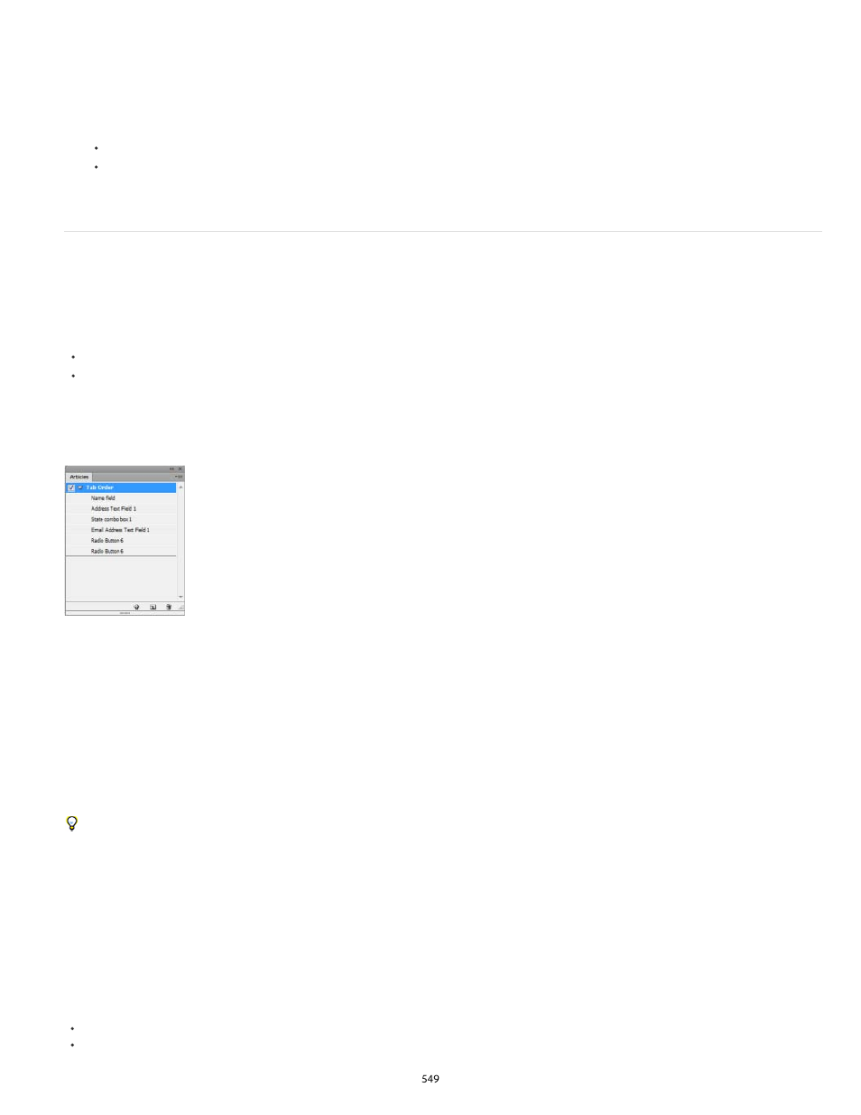 Specify tab order | Adobe InDesign User Manual | Page 554 / 829