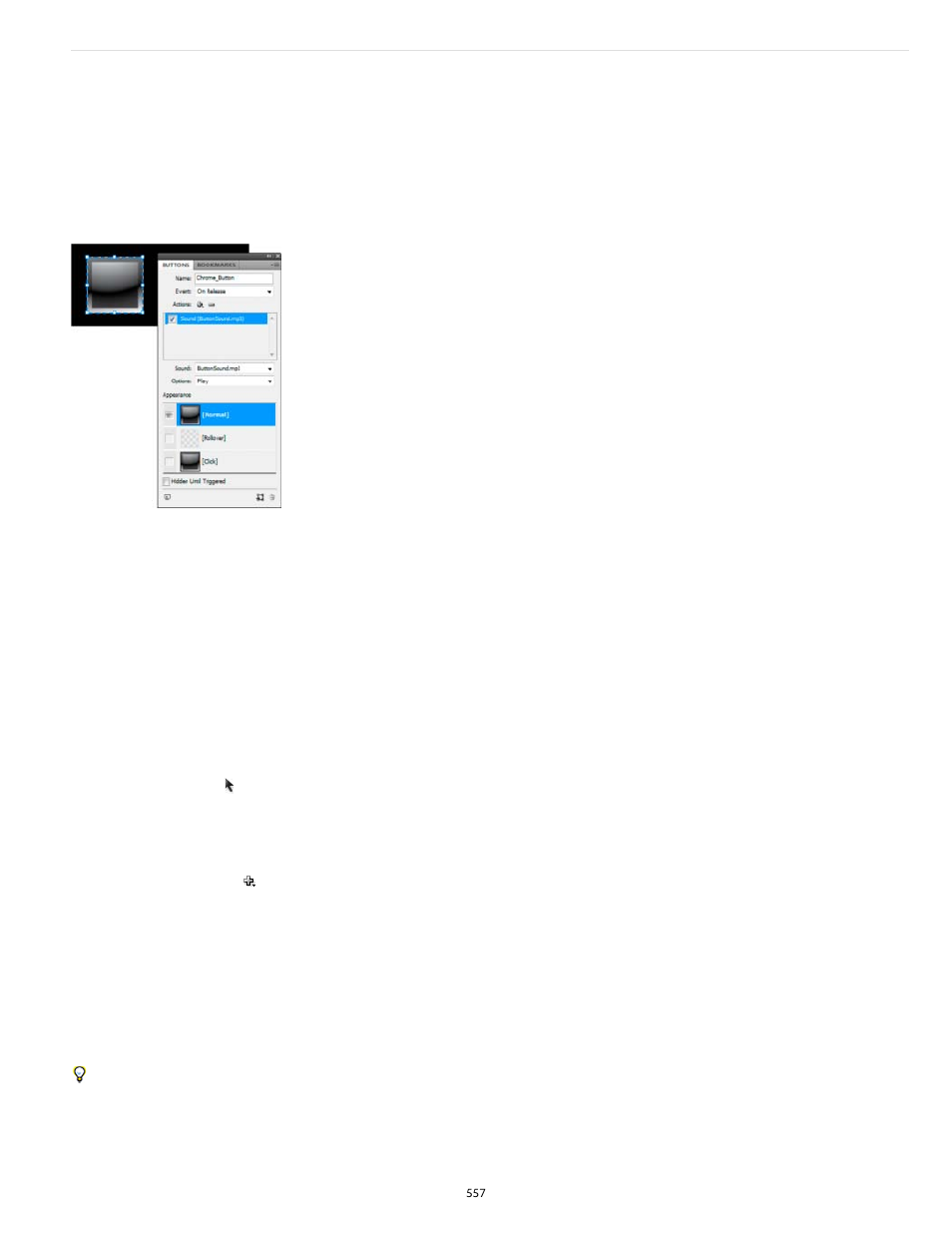 Make buttons interactive | Adobe InDesign User Manual | Page 562 / 829