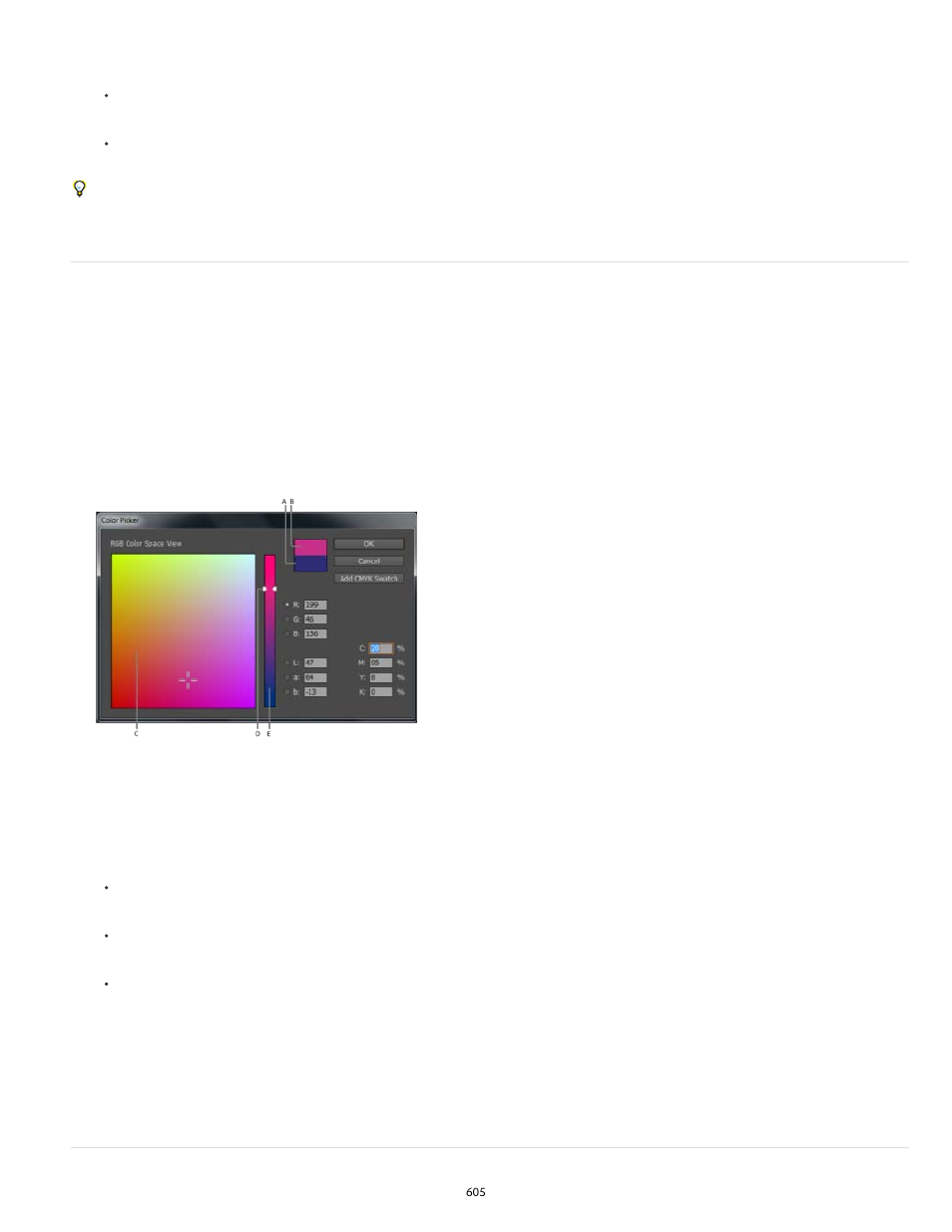 Select a color with the color picker | Adobe InDesign User Manual | Page 610 / 829