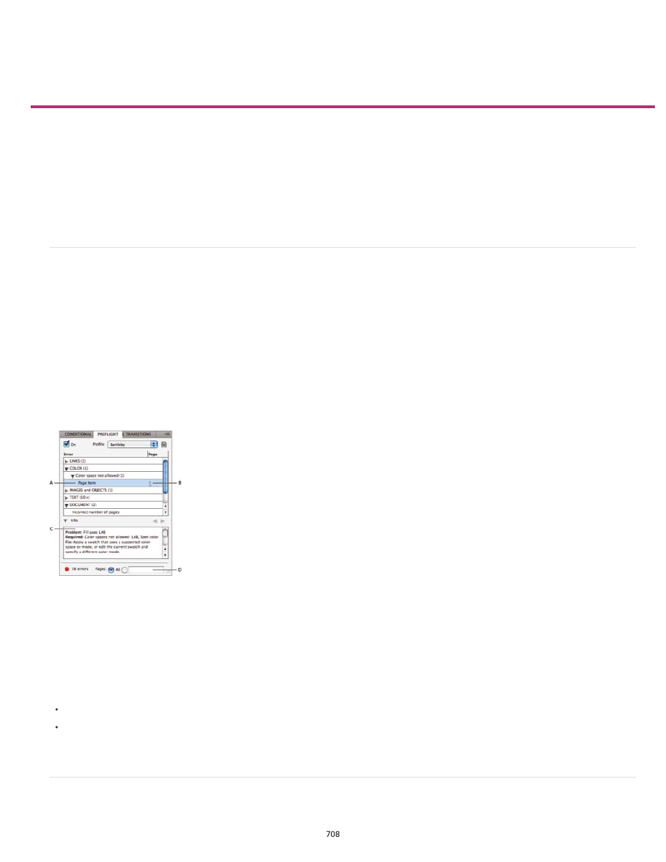 Preflighting files before handoff | Adobe InDesign User Manual | Page 713 / 829