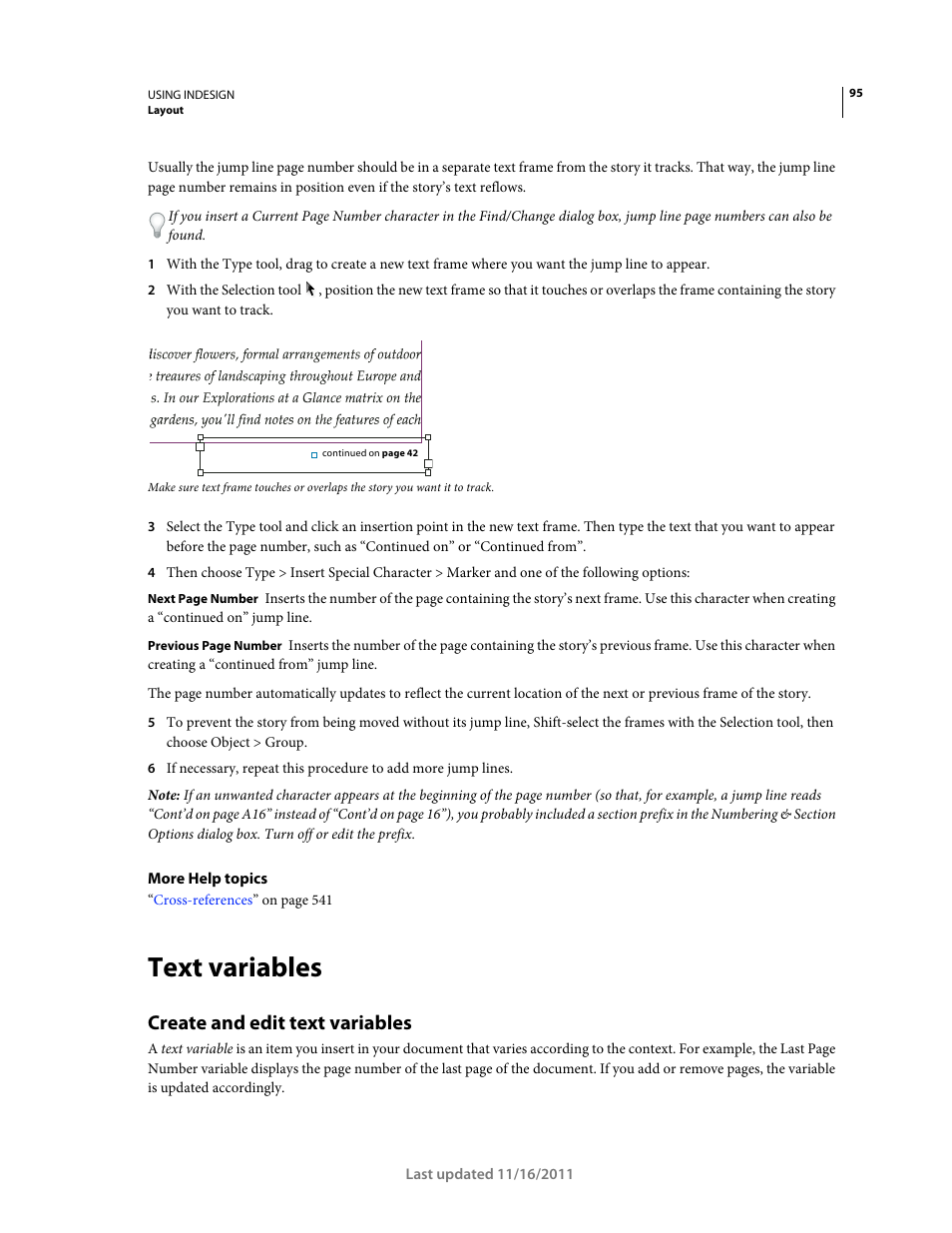 Text variables, Create and edit text variables | Adobe InDesign CS5 User Manual | Page 101 / 710