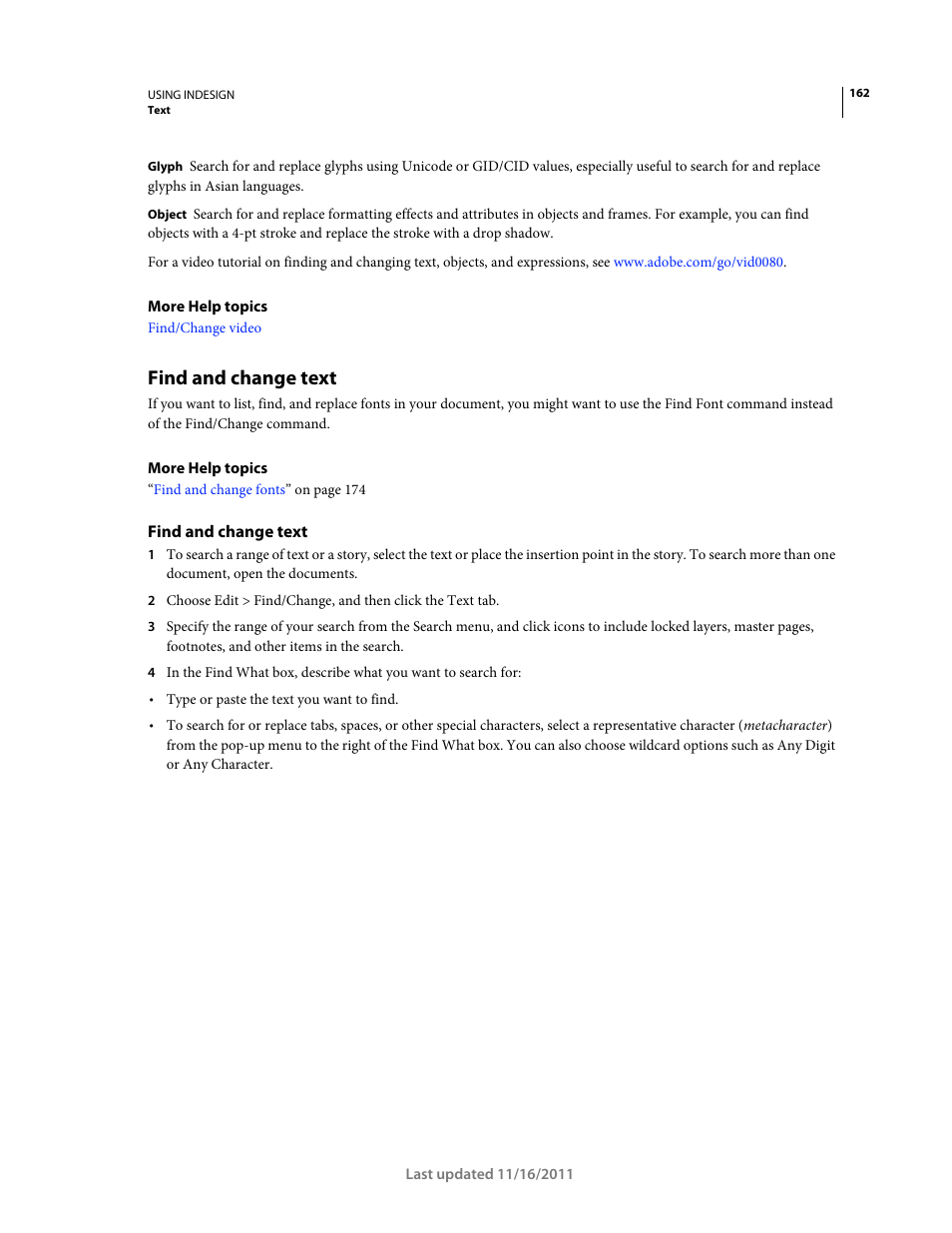 Find and change text | Adobe InDesign CS5 User Manual | Page 168 / 710