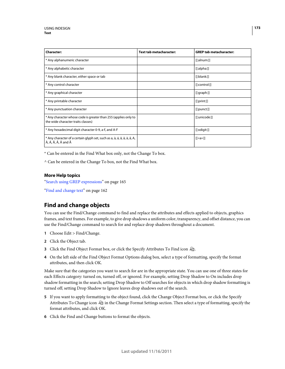 Find and change objects | Adobe InDesign CS5 User Manual | Page 179 / 710