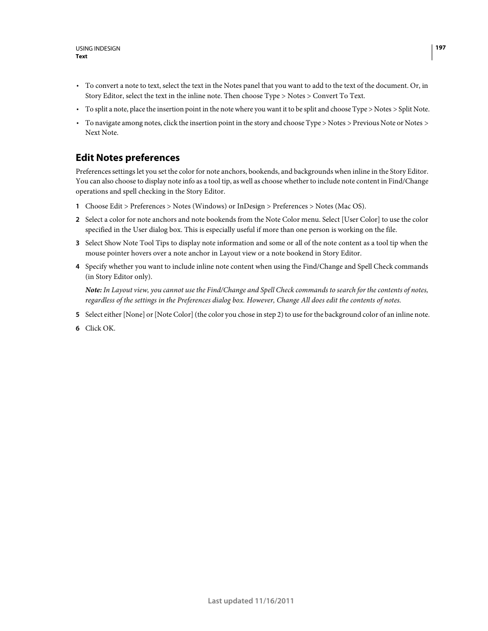 Edit notes preferences | Adobe InDesign CS5 User Manual | Page 203 / 710