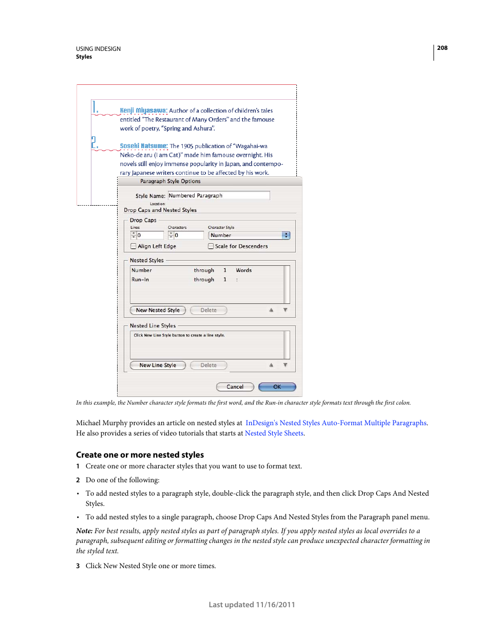 Create one or more nested styles | Adobe InDesign CS5 User Manual | Page 214 / 710