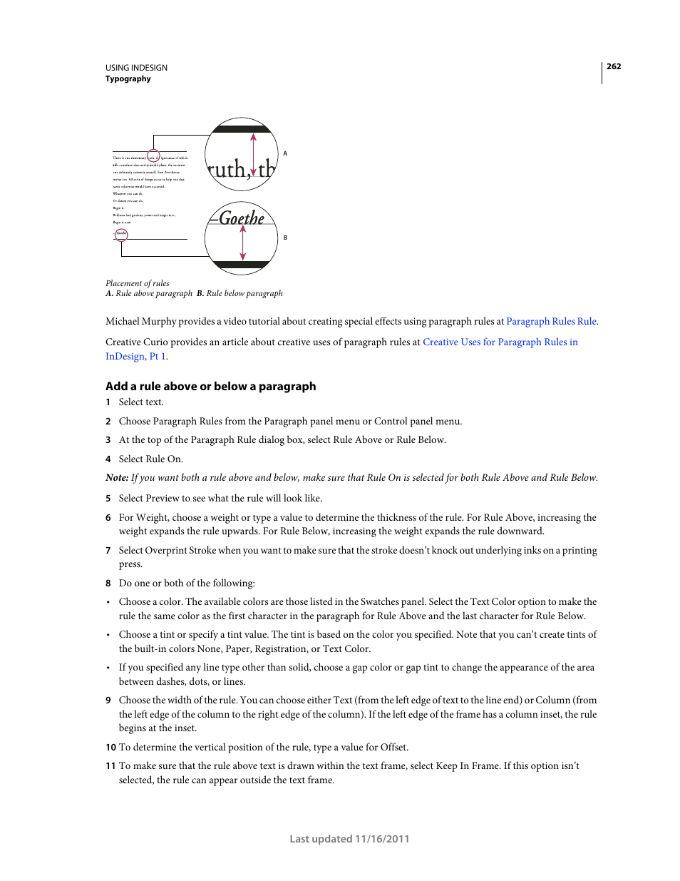 Add a rule above or below a paragraph | Adobe InDesign CS5 User Manual | Page 268 / 710